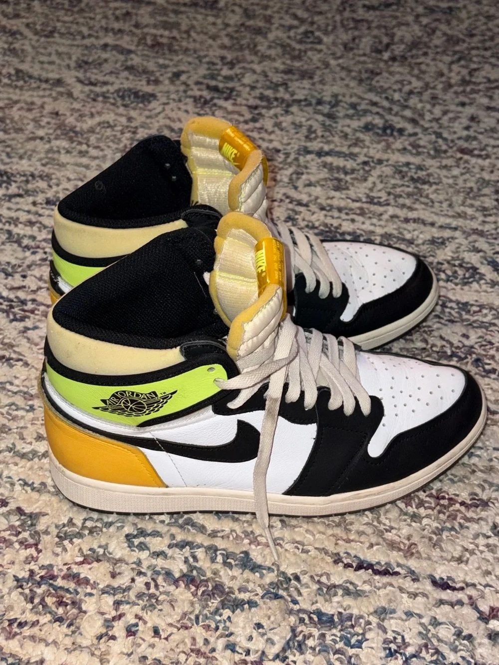Jordan Men’s High-Top Sneakers - White Black Yellow Lime